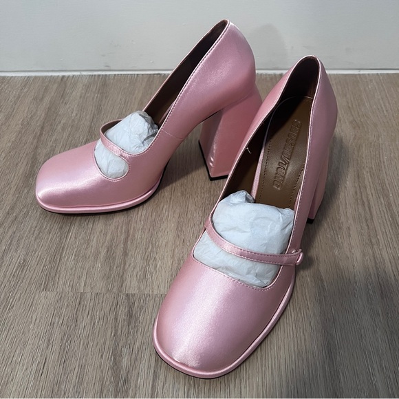 Shushu Tong Round Toe Mary Jane Satin Heels, Pink